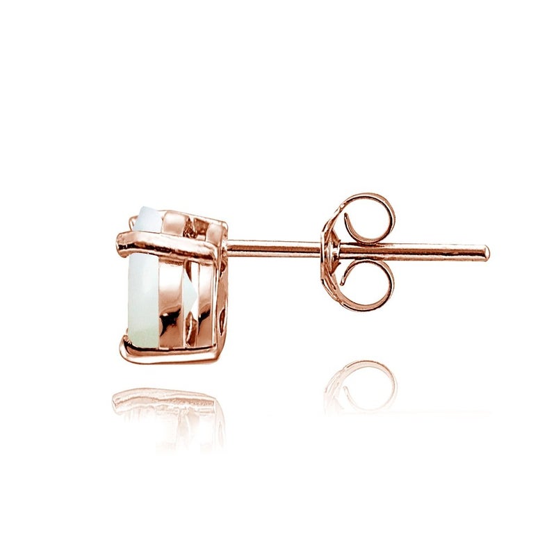 Ice Gems Rose Gold Flashed Sterling Silver Simulated Mother of Pearl 8x6mm Oval Solitaire Stud Earrings - Image 2